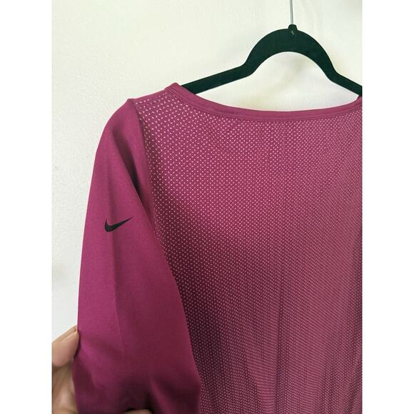 Nike Women's Knit Long Sleeve Crew Top Seamless Shirt Fuchsia Dri Fit- Small - Picture 7 of 7